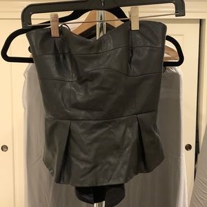 BCBGMazAzria pleather strapless black top
